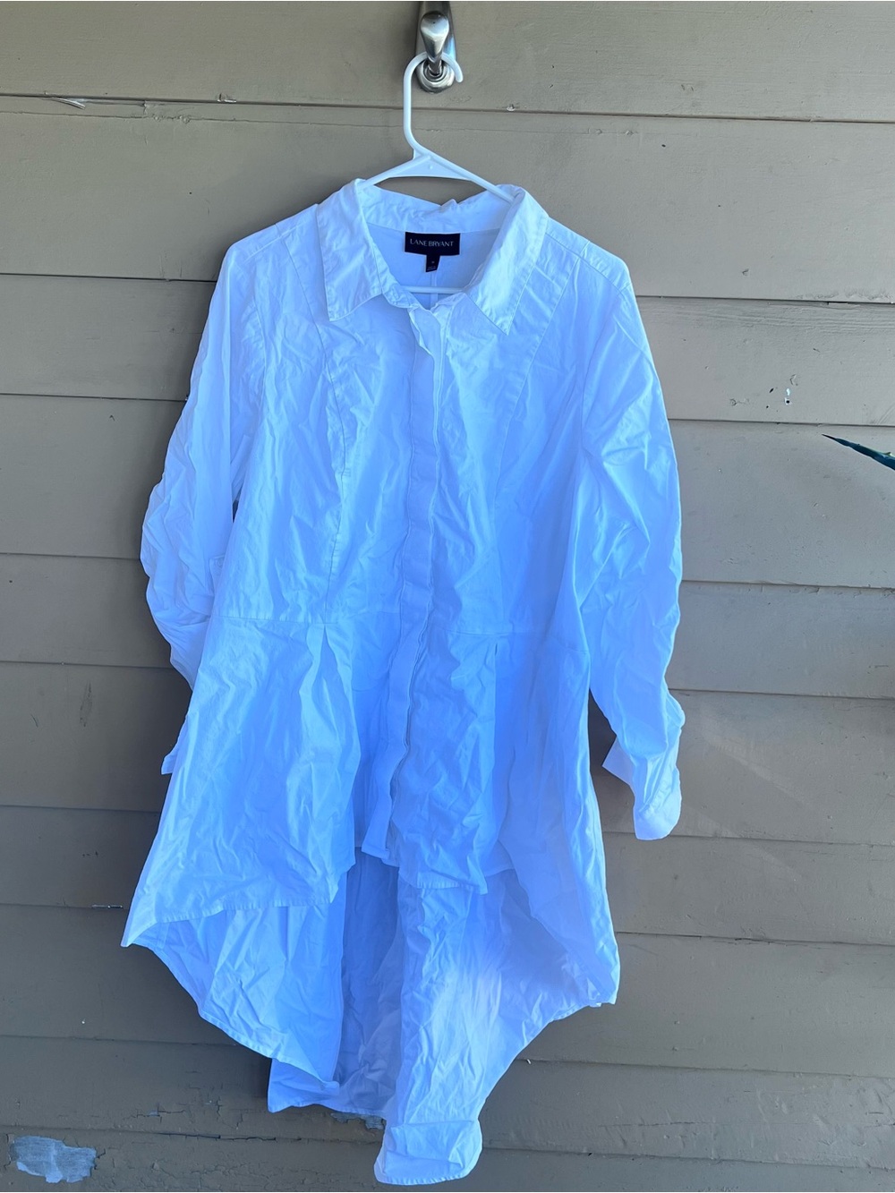Lane Bryant White High Low Button-Down Tunic Shirt Size 18 Classic Minimalist